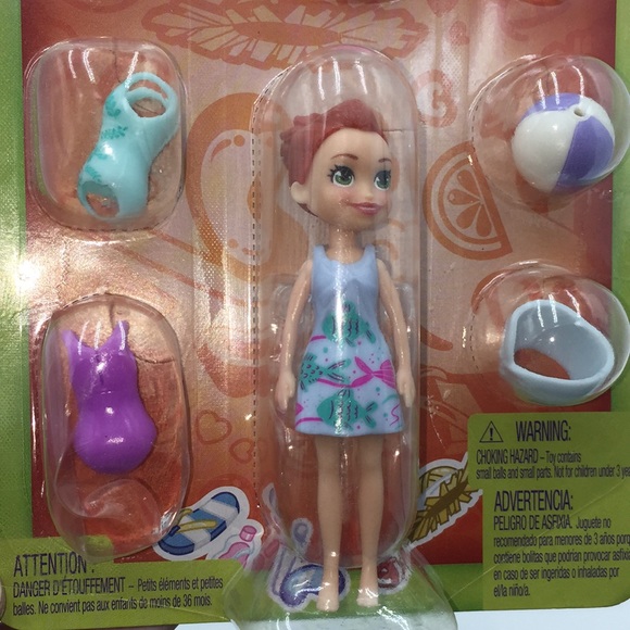 Polly Pocket Sun N Sass Lila Summer Beach Doll with 7 Accessories 2018 - Picture 7 of 8